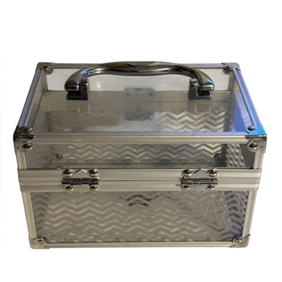 Caboodles Vintage Train Case Clear Acrylic & Metal Silver Mini Bag Purse Dance - Picture 8 of 10